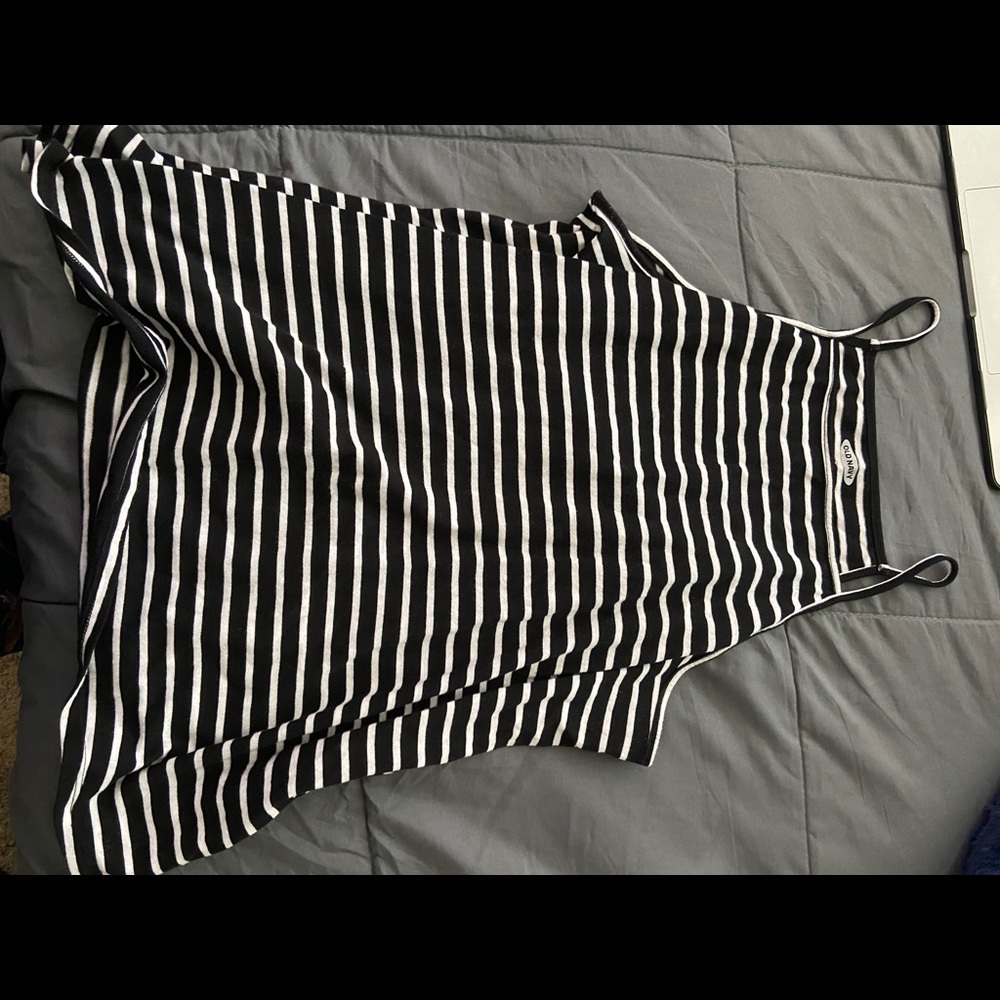 Black and white striped tank